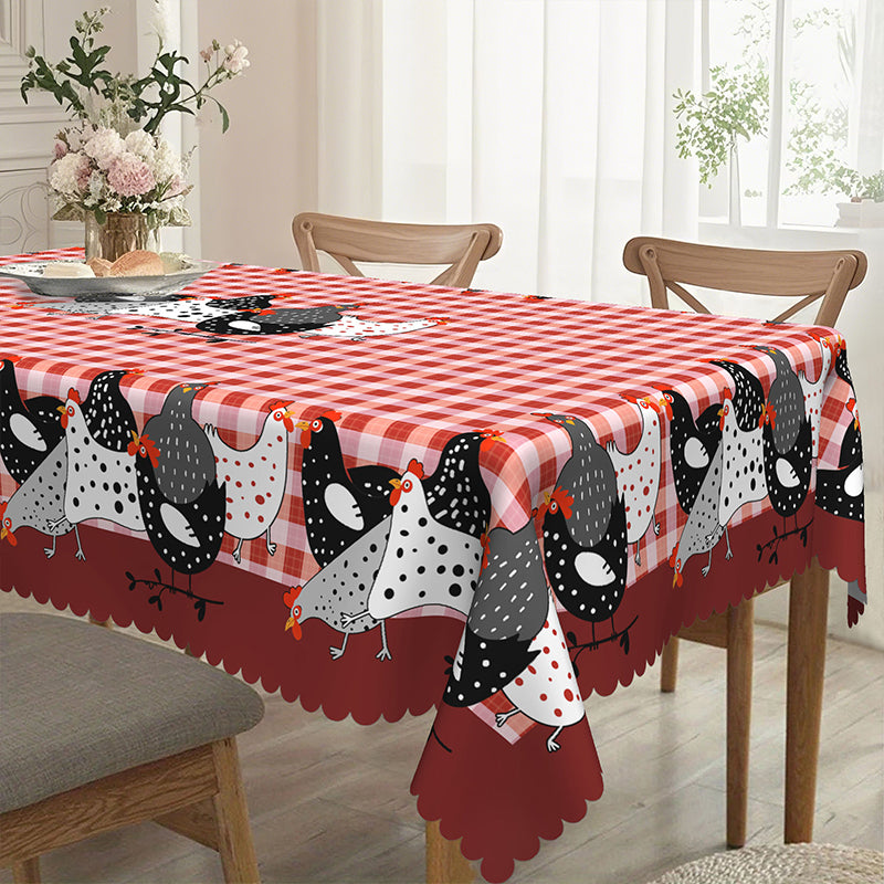 🐓❤️ 50% OFF! Farmhouse Rooster Tablecloth | Red Buffalo Plaid Chicken Table Cover