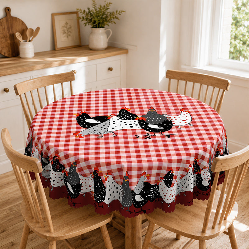 🐓❤️ 50% OFF! Farmhouse Rooster Tablecloth | Red Buffalo Plaid Chicken Table Cover