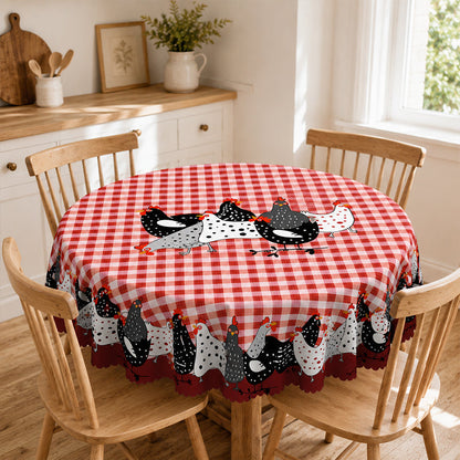 🐓❤️ 50% OFF! Farmhouse Rooster Tablecloth | Red Buffalo Plaid Chicken Table Cover