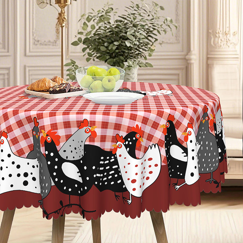 🐓❤️ 50% OFF! Farmhouse Rooster Tablecloth | Red Buffalo Plaid Chicken Table Cover