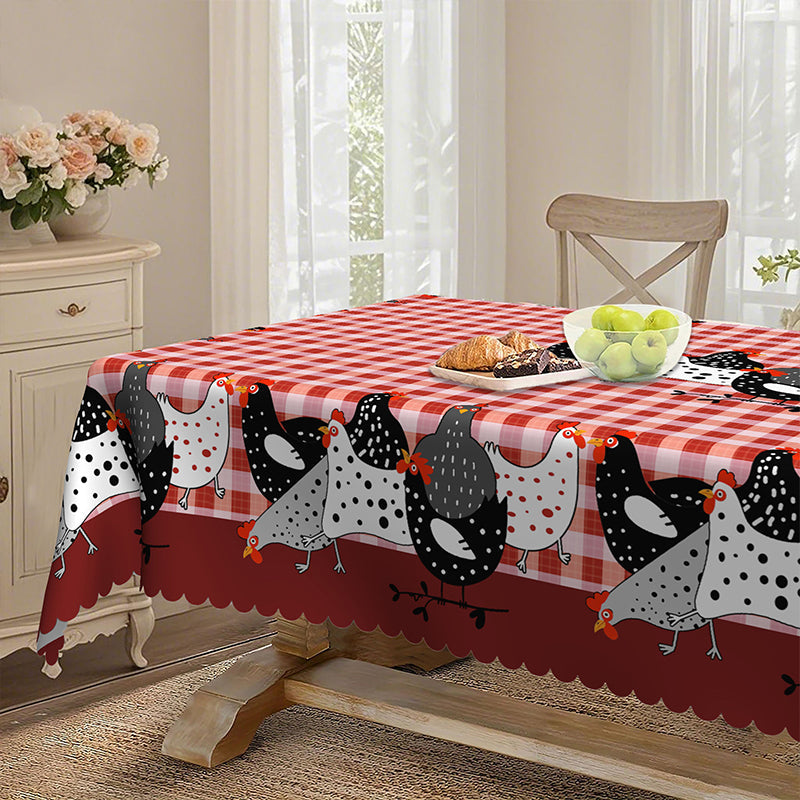 🐓❤️ 50% OFF! Farmhouse Rooster Tablecloth | Red Buffalo Plaid Chicken Table Cover