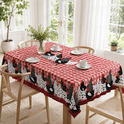 🐓❤️ 50% OFF! Farmhouse Rooster Tablecloth | Red Buffalo Plaid Chicken Table Cover