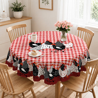 🐓❤️ 50% OFF! Farmhouse Rooster Tablecloth | Red Buffalo Plaid Chicken Table Cover