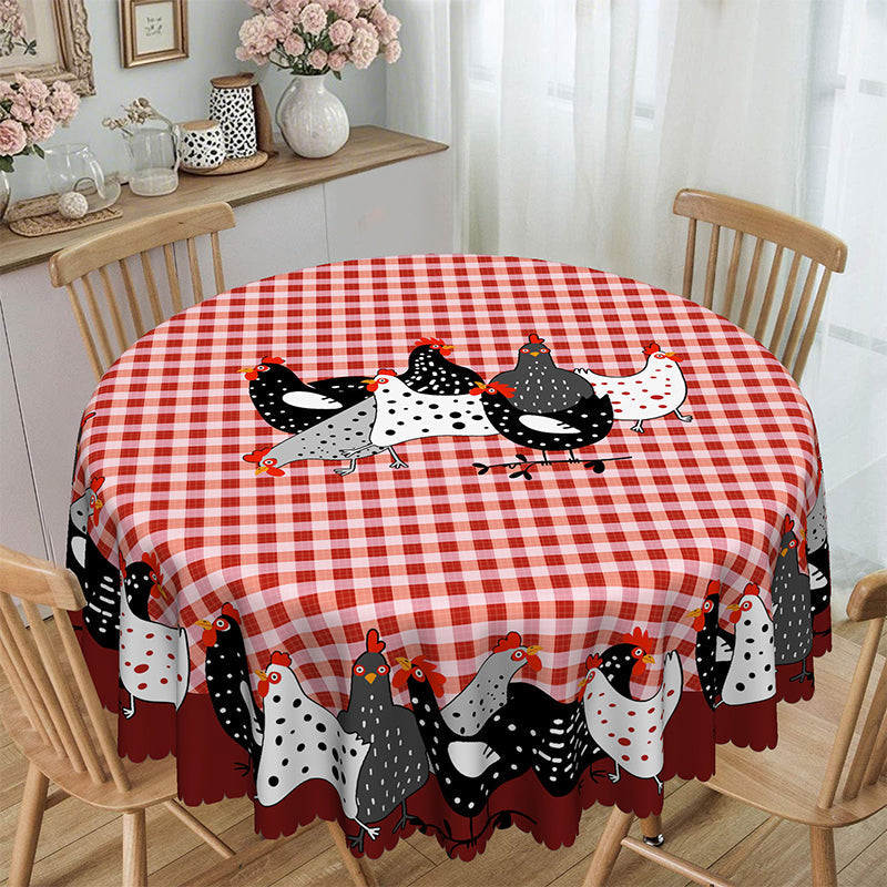 🐓❤️ 50% OFF! Farmhouse Rooster Tablecloth | Red Buffalo Plaid Chicken Table Cover